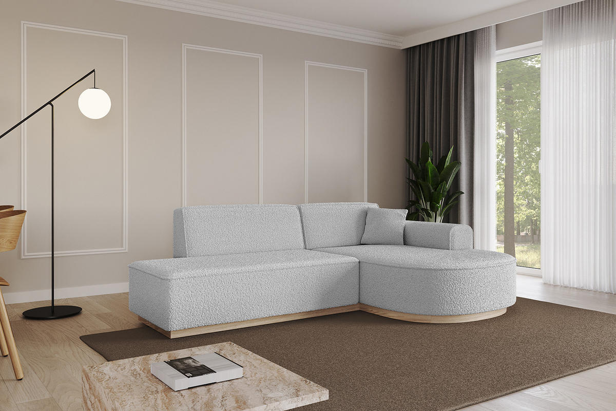 ECKSOFA Ottomane Rechts ARRIO-L1 - 243x171x83 cm Hellgrau - Hellgrau, Holzwerkstoff/Textil (243/171cm) - ALTDECOR