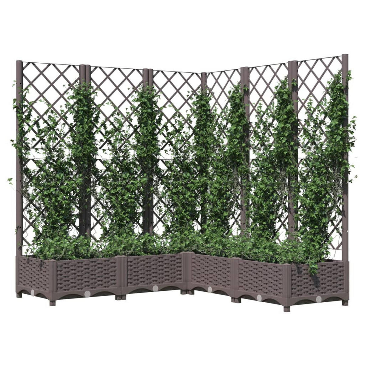 HOCHBEET mit Rankgitter in L-Form, 120/120/121,5 cm, aus PP, Braun - Braun, Kunststoff (120/121.5/120cm) - vidaXL