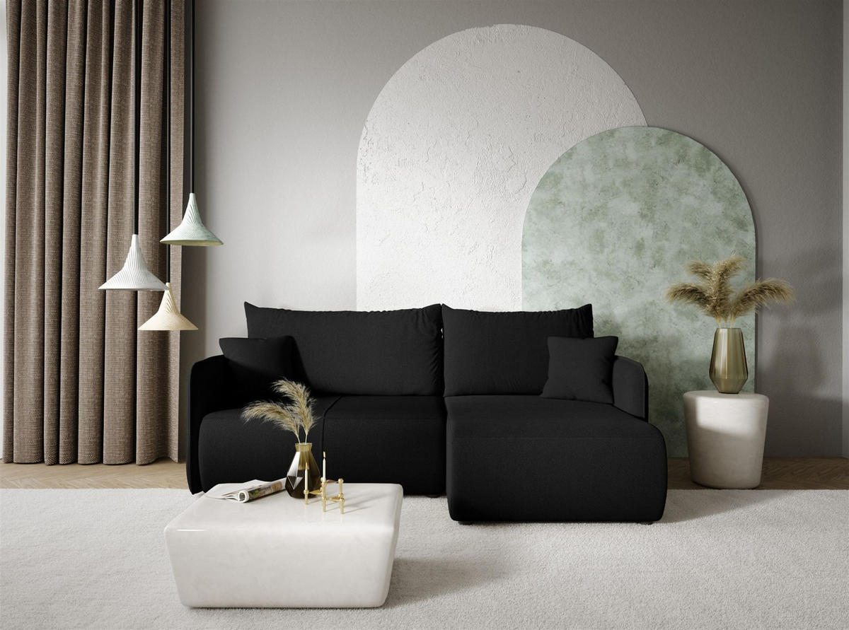 ECKSOFA Calgary - Schwarz, Holzwerkstoff/Textil (207/148cm) - Fun Möbel