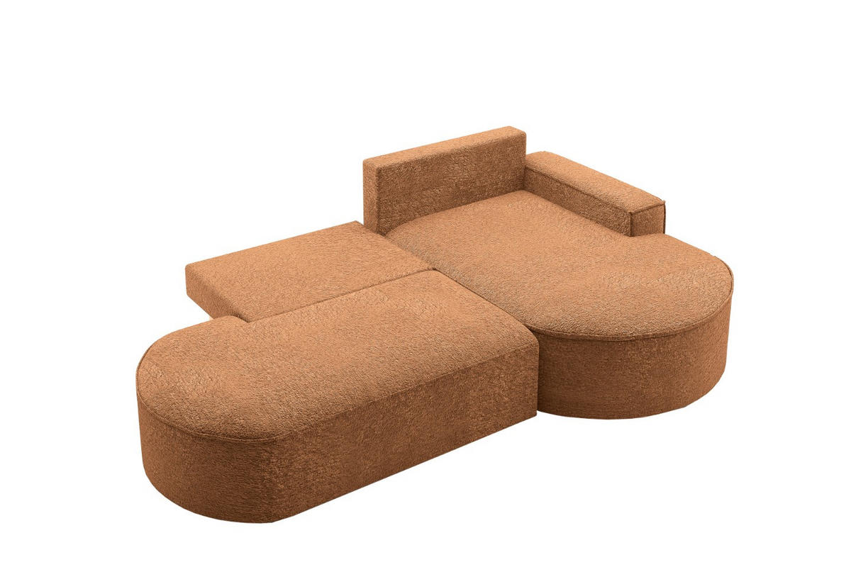 ECKSOFA mit Schlaffunktion und Bettkasten Modena Runden stoff Arena Orange Rechts - Orange, Holz (278/179cm) - Kaiser Möbel