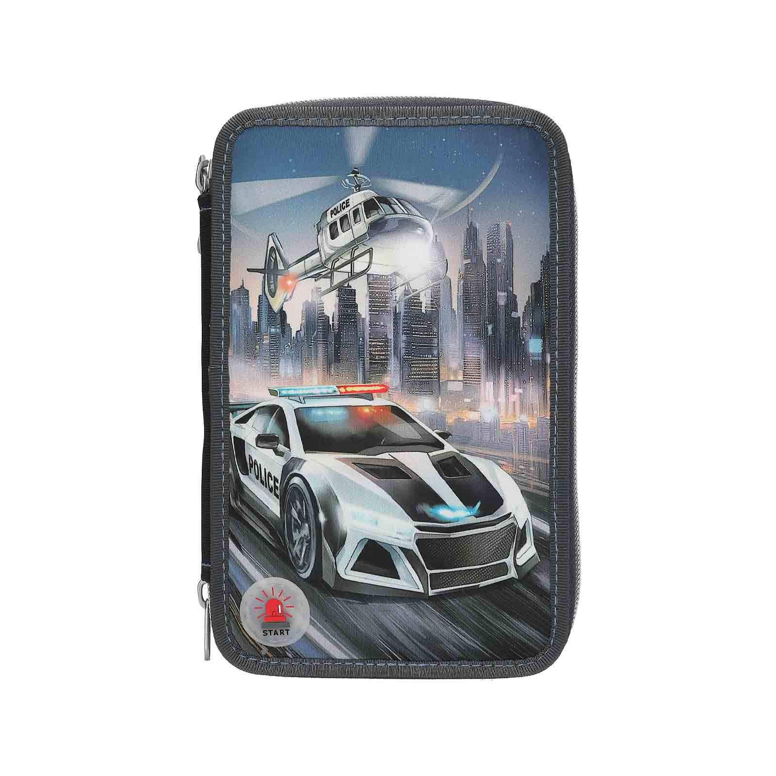3-FACH FEDERTASCHE LED Monster Cars schwarz-bunt 7,5 x 13 x 20 cm - Multicolor/Schwarz, Kunststoff (13/20/7.5cm) - Depesche Germany