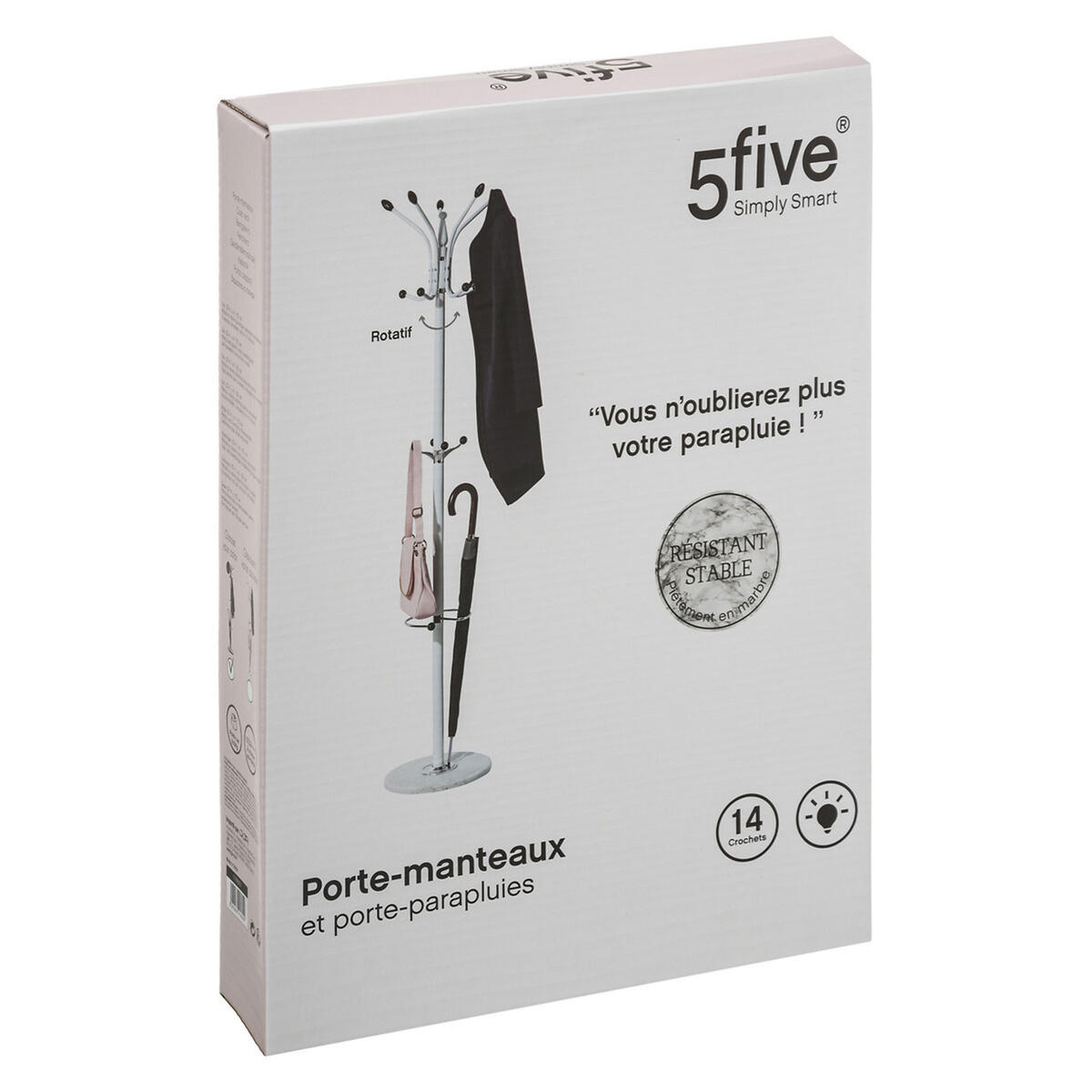 STANDGARDEROBE mit 14 Haken, Marmor, Metall, Schwarz - Schwarz, Metall (37/182/37cm) - 5five Simply Smart