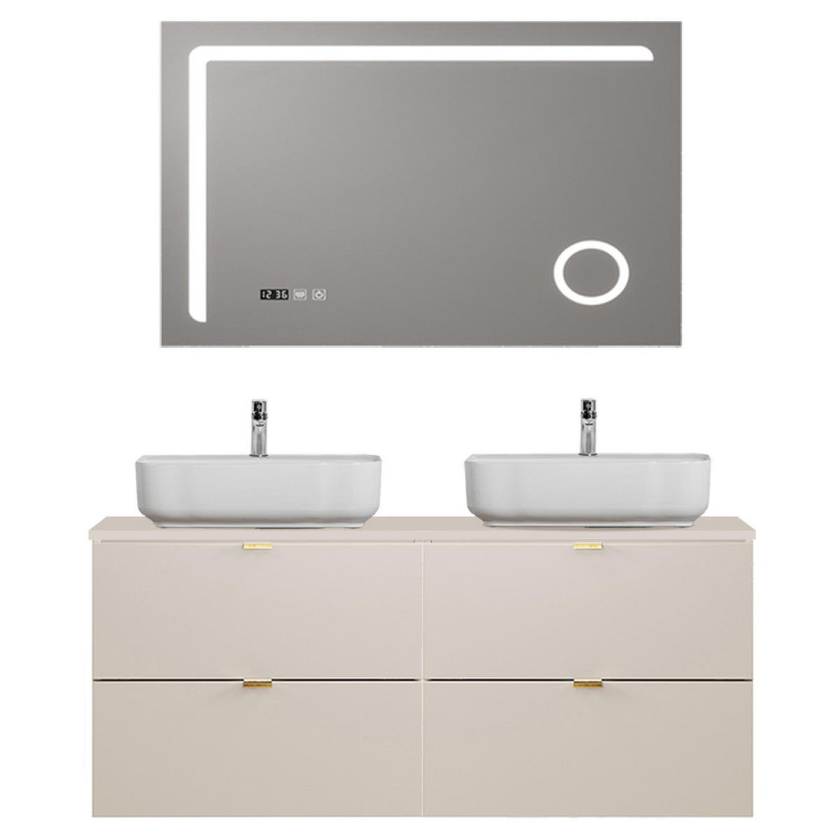 BADMÖBEL-SET 2-TLG. Durango-56 - Beige, Holzwerkstoff (121/200/47cm) - Lomado