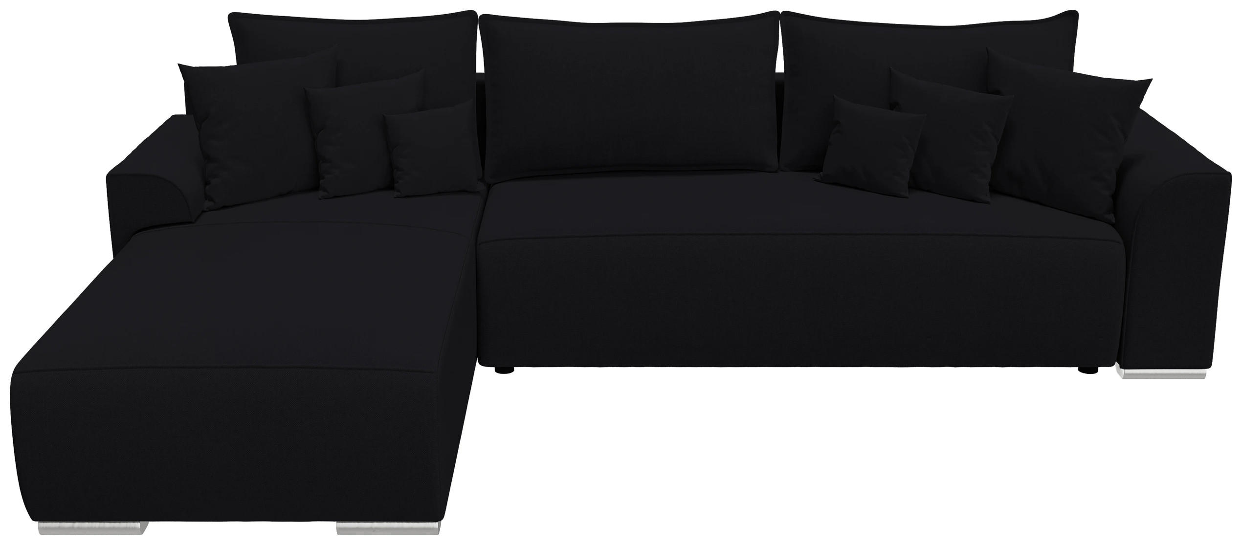 ECKSOFA Sydney mit Schlaffunktion Schwarz Leinenoptik - Schwarz, Textil (280/184cm) - Bromarkt
