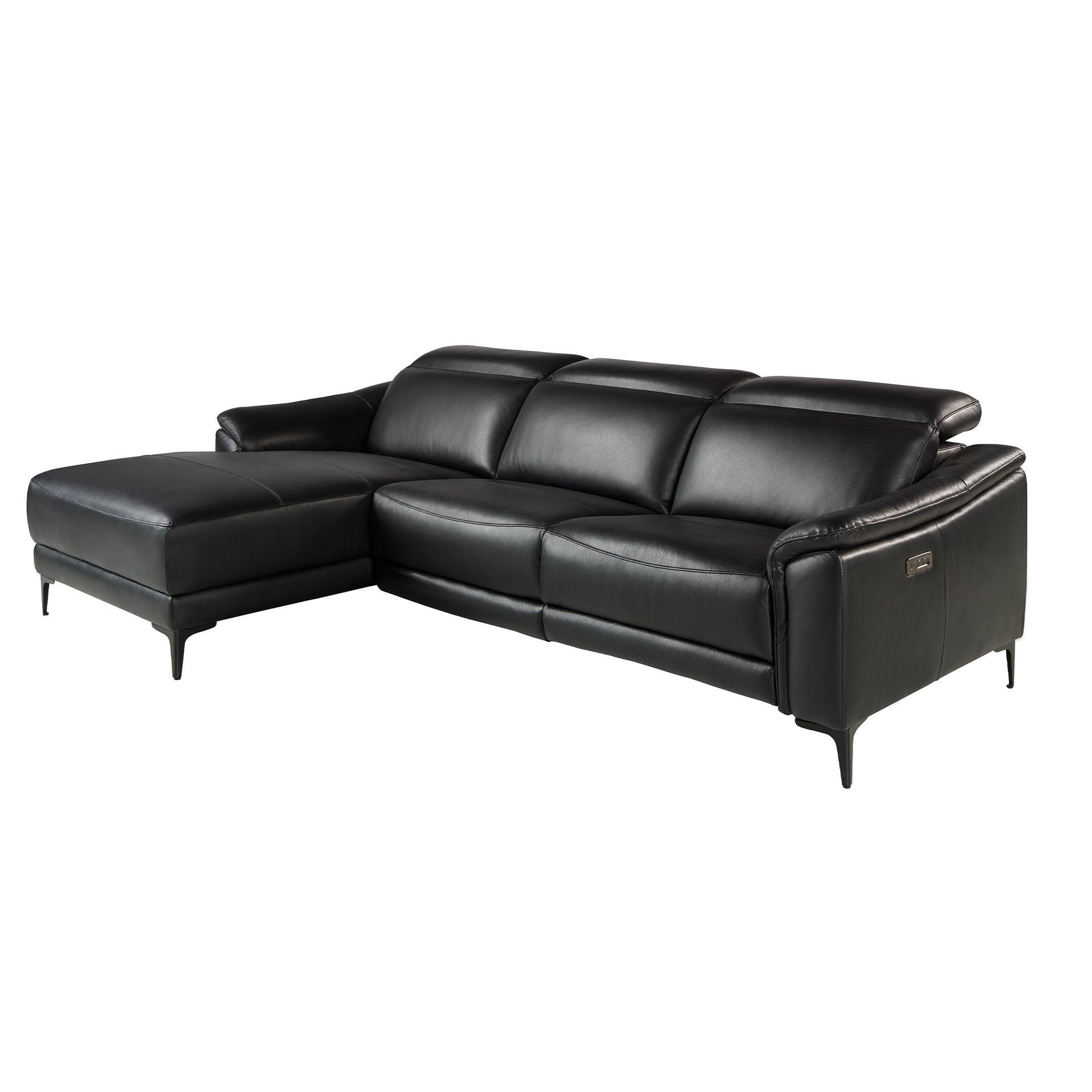 ECKSOFA Linkes Chaiselongue-Relaxsofa aus schwarzem Leder 272/168/96 cm - Schwarz, Leder (272/168cm) - ANGEL CERDA