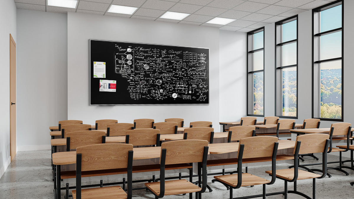 SCHWARZE magnetische Kreidetafel mit Alurahmen EXPO 240x120cm - Schwarz, Metall (240/120/1.6cm) - ALLboards