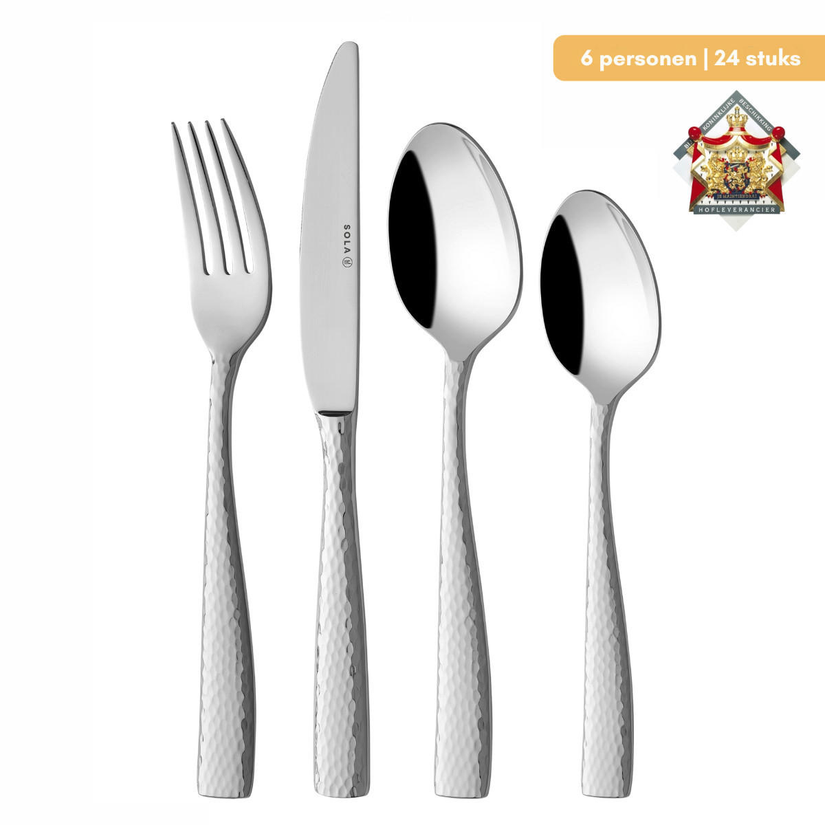 BESTECKSET Aura - 18/10 Edelstahl - 24-teilig / 6 Personen - Silberfarben, Metall - Sola