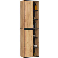 BAD HOCHSCHRANK Vami Craft-Eichenfarben, Schwarz - Eichefarben/Schwarz, Holzwerkstoff (50/170/30cm) - Akord