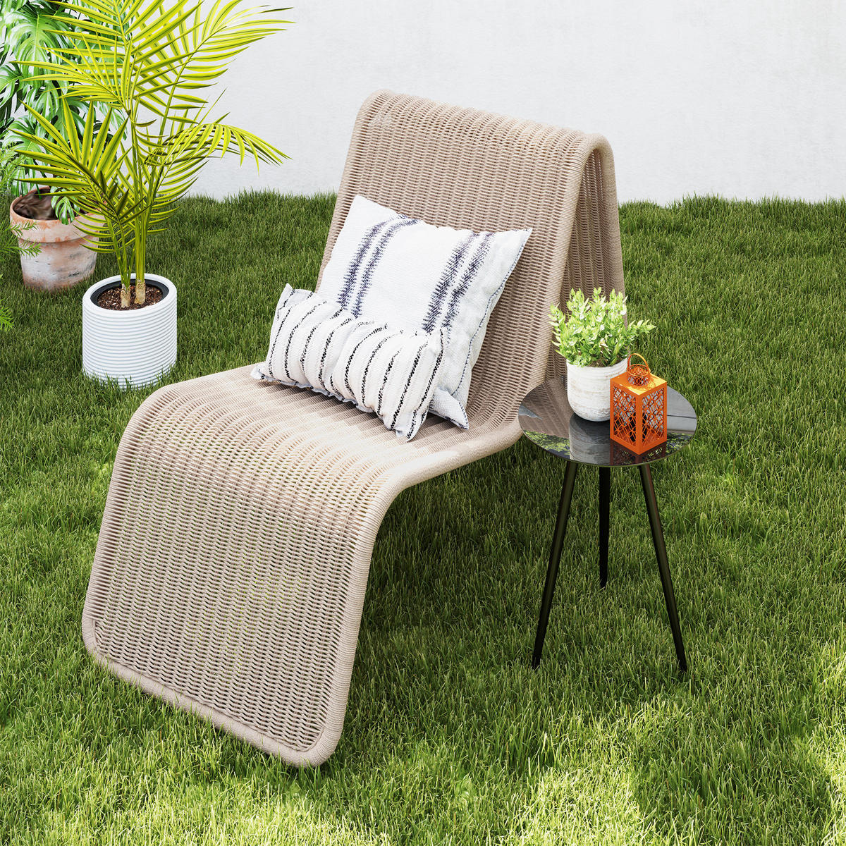GARTENBEISTELLTISCH DE-14127 rund Ø40x50 cm, Glasplatte Schwarz - Schwarz, Metall (40/40/50cm) - ComfortXL