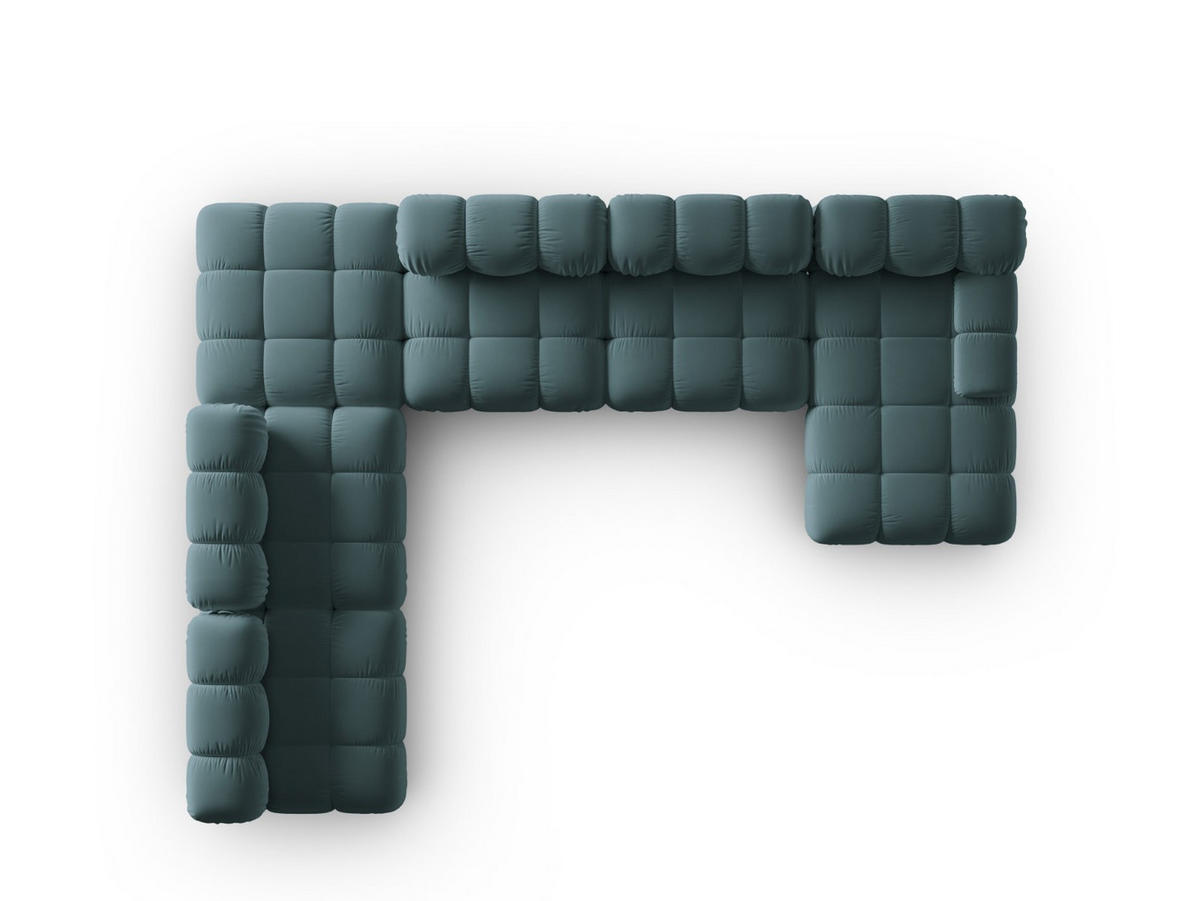 MODULARES-PANORAMASOFA links Bellis aus Samt petrol 7 Sitzplätze - Petrol, Textil (282/63/379cm) - Micadoni