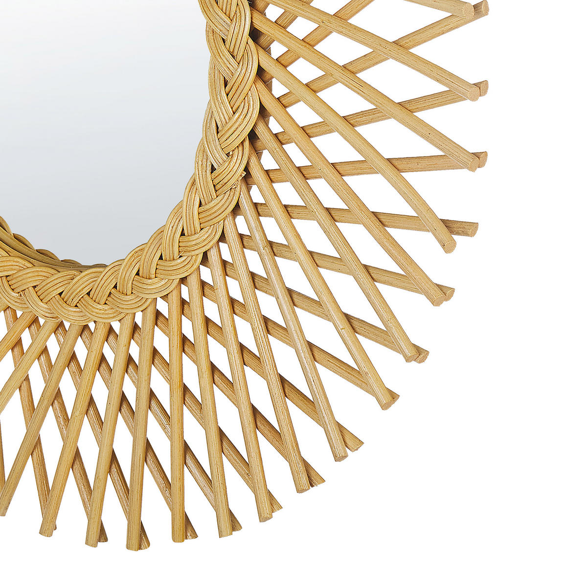 WANDSPIEGEL Rattan natürlich Sonnenform 60 cm Tagolu - Beige/Naturfarben, Naturmaterialien (60/60/1cm) - Beliani