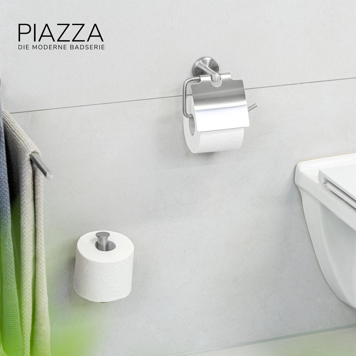 TOILETTENPAPIERHALTER PIAZZA, Edelstahl - Edelstahlfarben, Metall (16.5/14/7cm) - bremermann