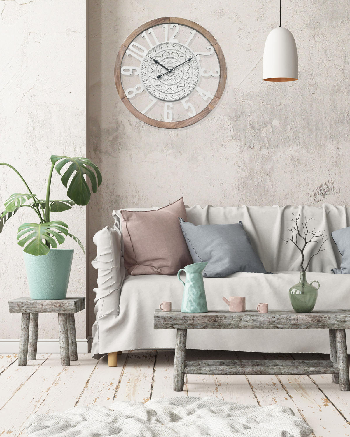 WANDUHR Weiß 5/55/55 cm - Weiß, Holzwerkstoff (5/55/55cm) - Mobili Rebecca