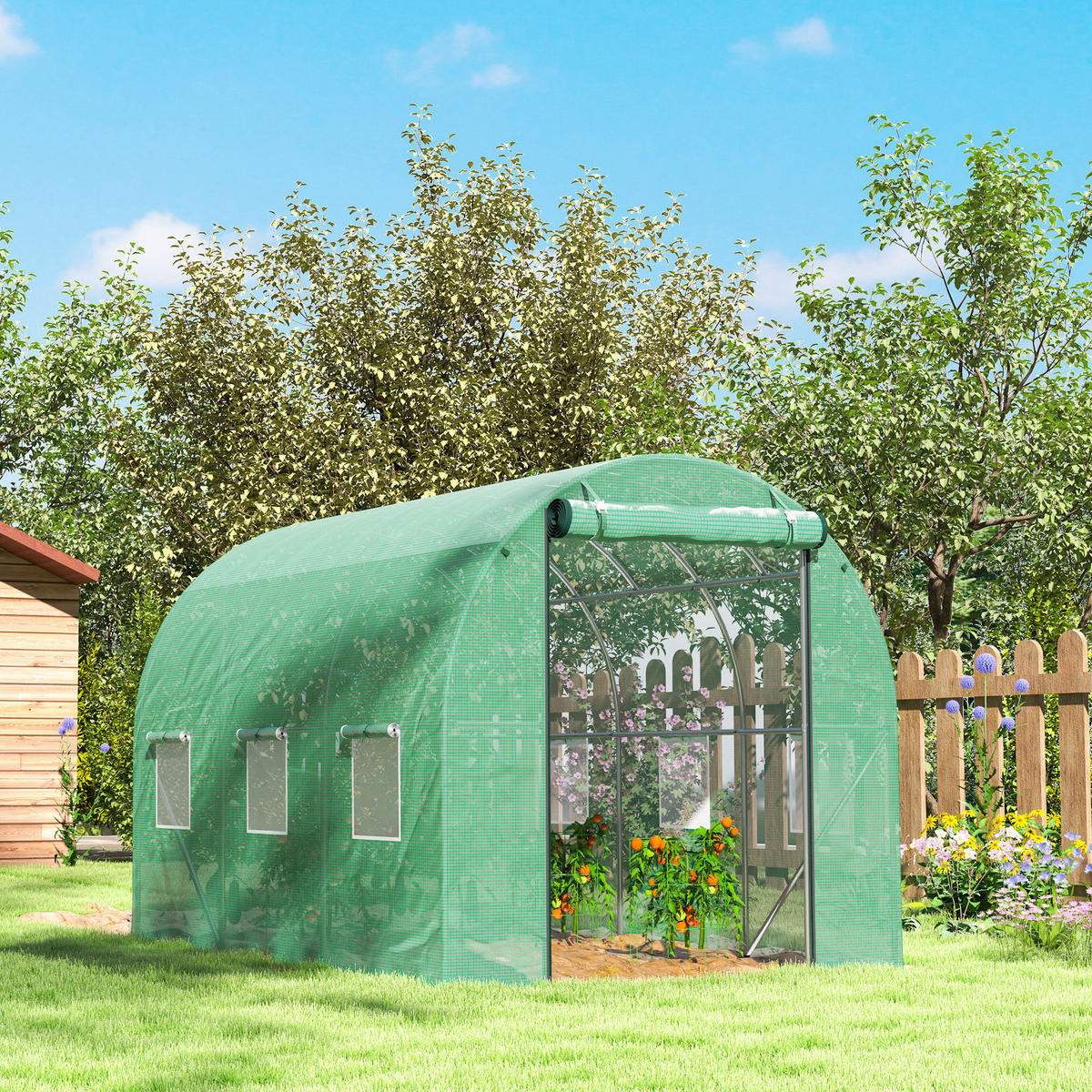 FOLIENTUNNEL, 300L x 200B x 195H cm - Grün, Kunststoff/Metall (200/195/300cm) - Outsunny
