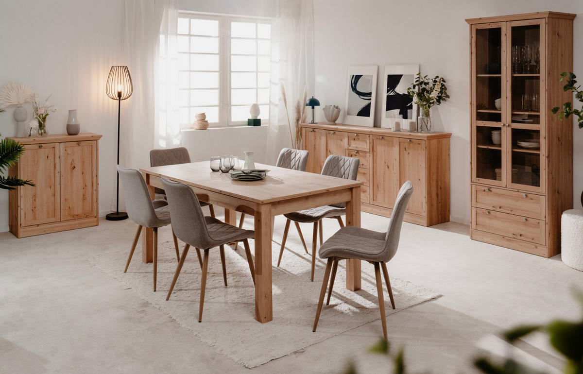 SIDEBOARD Eiche Artisan 200 cm Landhaus, Kommode mit viel Stauraum - Eichefarben/Silberfarben, Holzwerkstoff/Metall (200/90/40cm) - Furn.Design