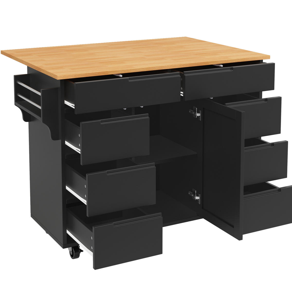 KÜCHENINSEL mit Klapptisch 122 x 74,5 x 91,5 cm Schwarz - Schwarz, Holz (74.5/91.5/122cm) - Beauniv