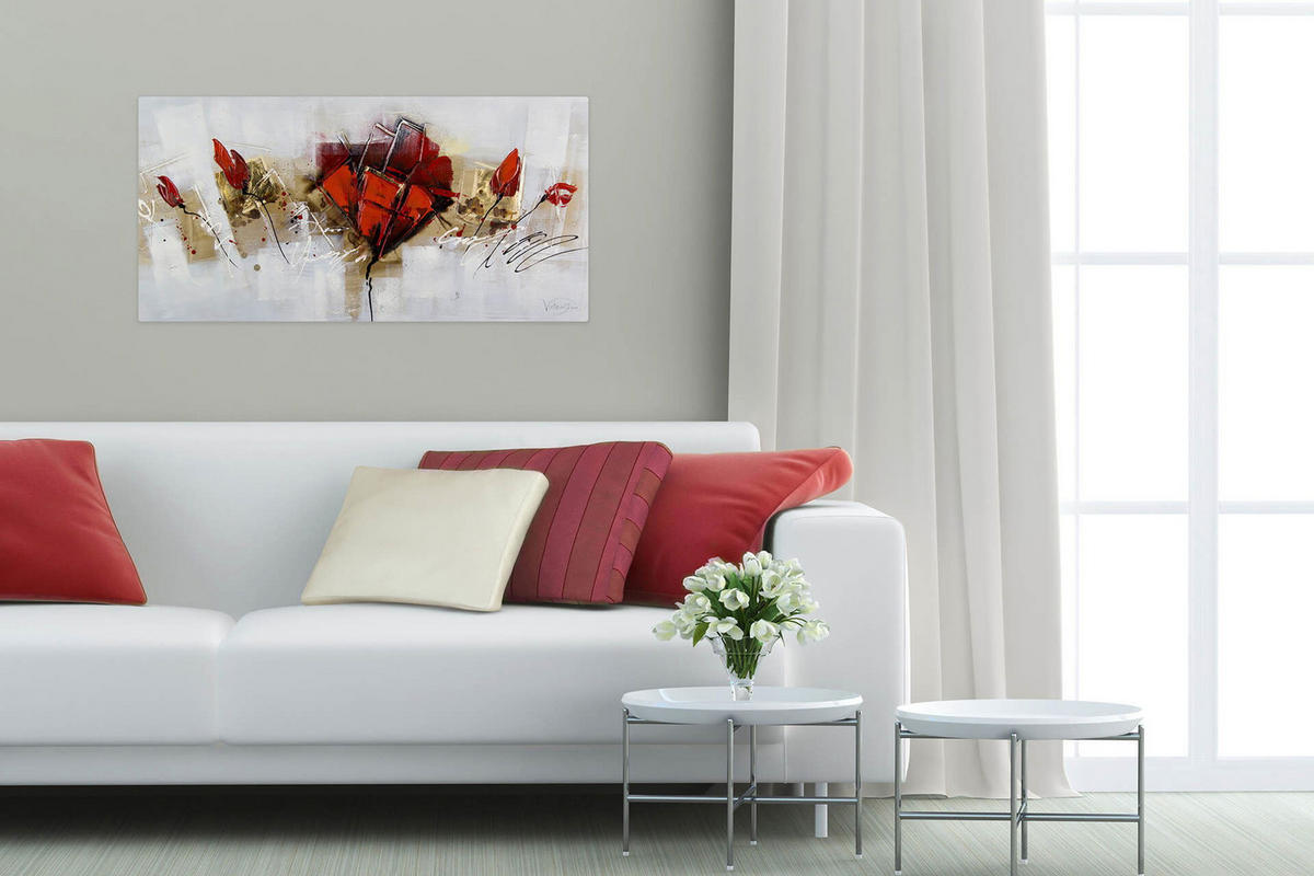 ÖLGEMÄLDE 100/50 cm - Rot, Holz/Textil (2.32/50cm) - KUNSTLOFT