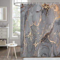 DUSCHVORHANG Grau Gold Marmor abstrakt modern Luxus Kunst wasserdicht mit Haken Badewanne - Multicolor, Textil (200/180cm) - MCBOSON