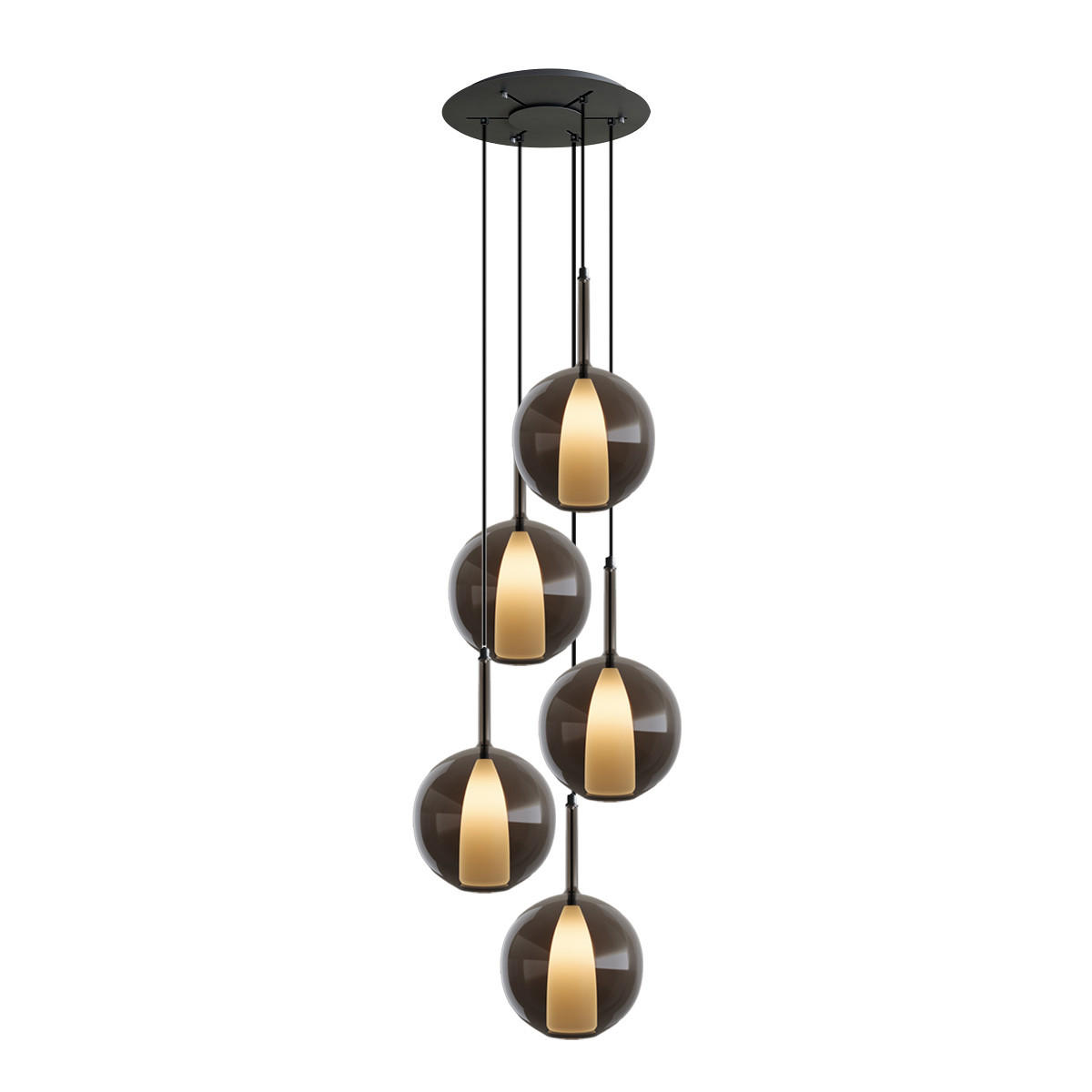 GALERIELEUCHTE Belluna 5-flammig Rauch Ø 24cm - Anthrazit, Glas (24/24/45cm) - s.luce