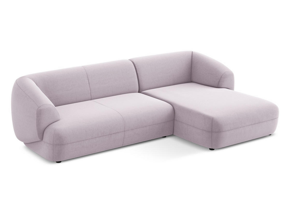 ECKSOFA Rechts Samt Stoff Violett - Lila/Flieder, Kunststoff/Textil (280/156cm) - Makamii