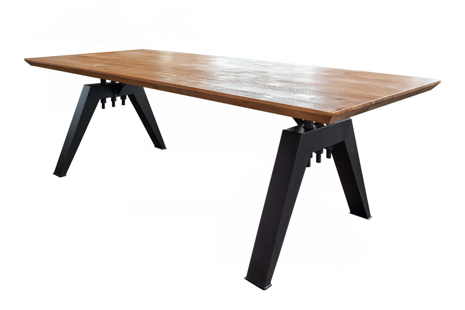 ESSTISCH MIT SCHWEIZER KANTE REY Braun Akazie - Schwarz/Braun, Holz/Metall (300/100/78cm) - KAWOLA