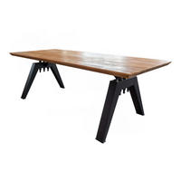 ESSTISCH MIT SCHWEIZER KANTE REY Braun Akazie - Schwarz/Braun, Holz/Metall (300/100/78cm) - KAWOLA