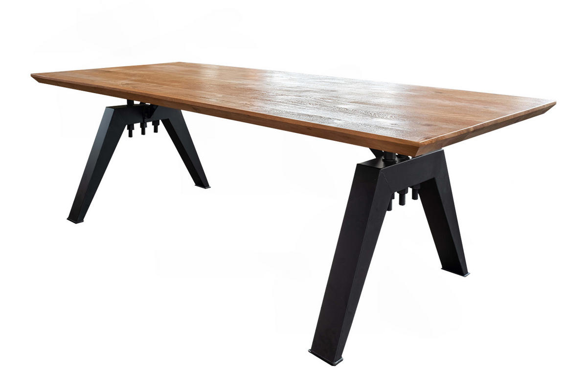 ESSTISCH MIT SCHWEIZER KANTE REY Braun Akazie - Schwarz/Braun, Holz/Metall (300/100/78cm) - KAWOLA