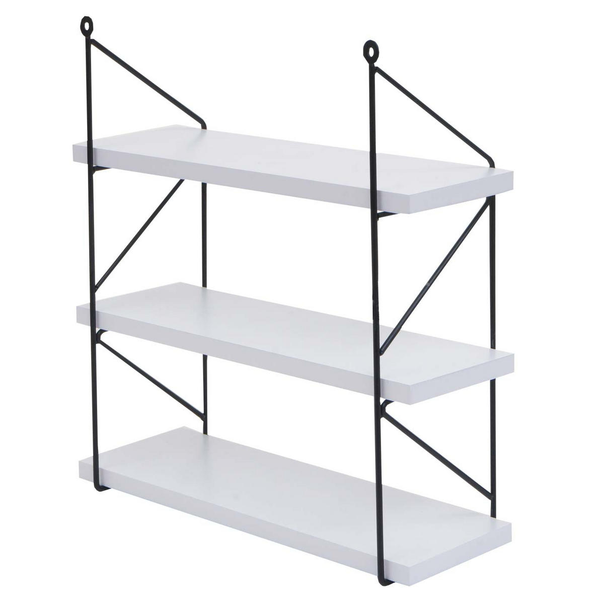 WANDREGAL 40x40x13cm 3 Regalböden Metall Massiv-Holz Industrial Weiß - Weiß, Metall (40/40/13cm) - BERLINLODGE