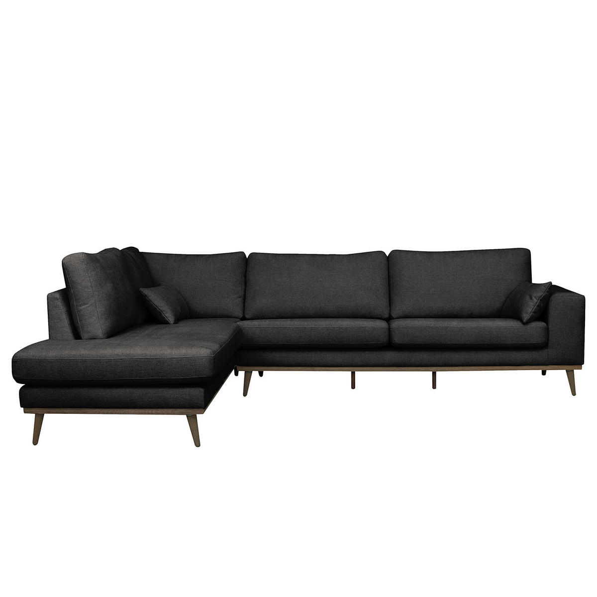ECKSOFA mit Ottomane - Eichefarben/Schwarz, Eichenholz/Textil (287/219cm) - home24
