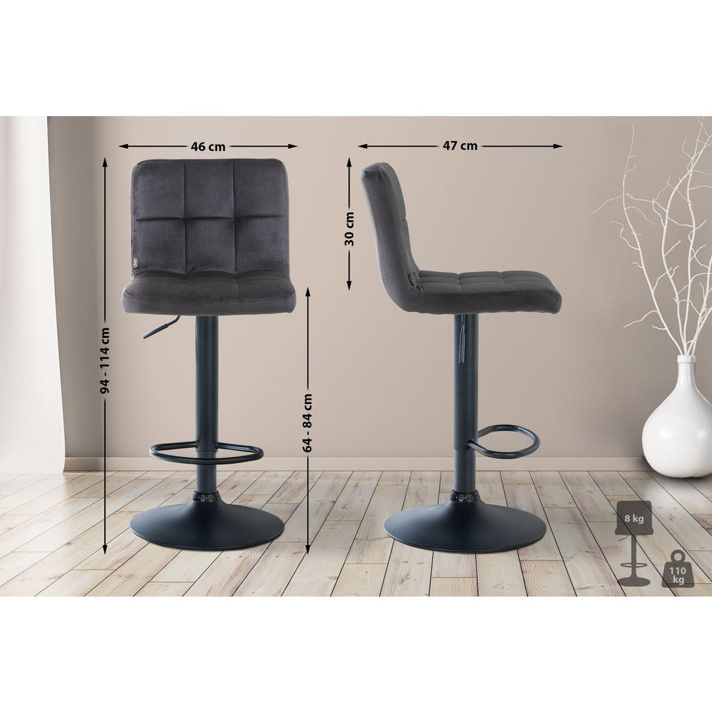 Thumbnail - CLP Barhocker, Schwarz, Textil, 46x94x47 cm, Esszimmer, Barmöbel, Barhocker