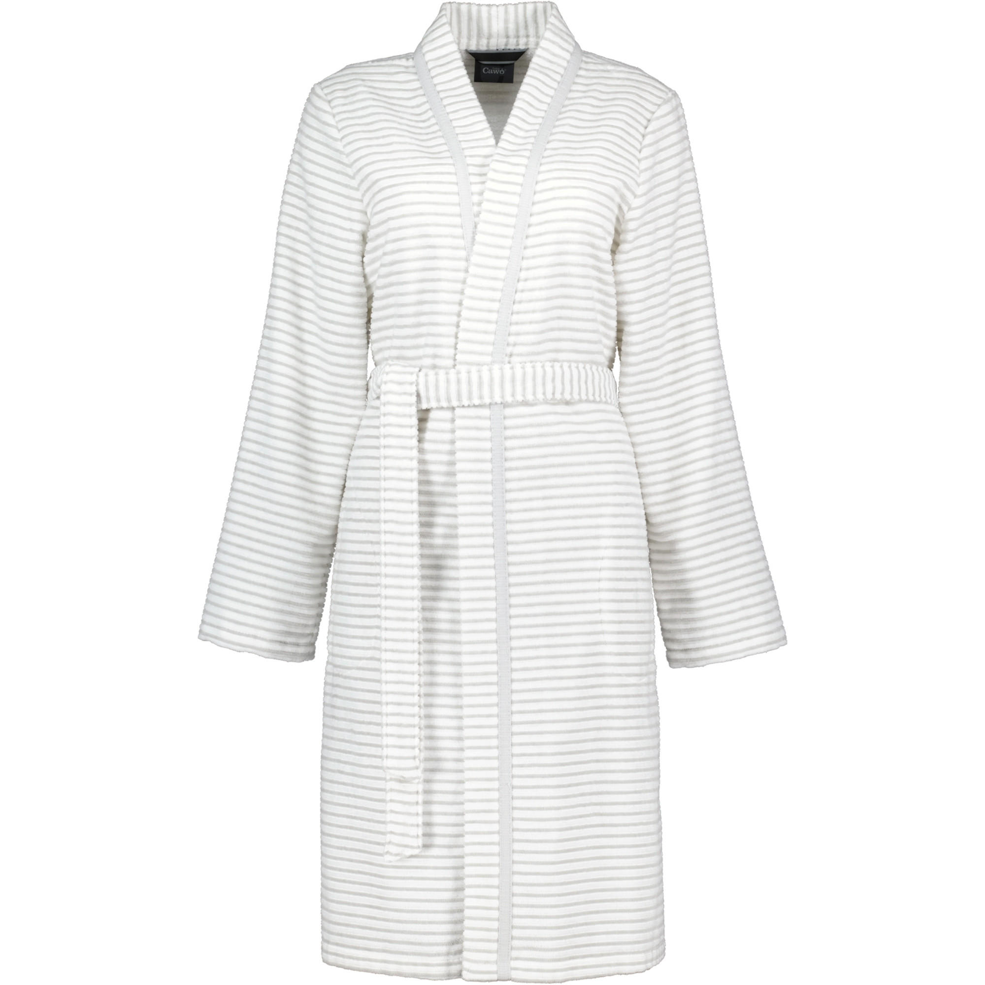 BADEMANTEL DAMEN KIMONO STRUKTUR 1214 WEISS-SILBER - 76 - Grau, Textil (Lnull) - Cawoe