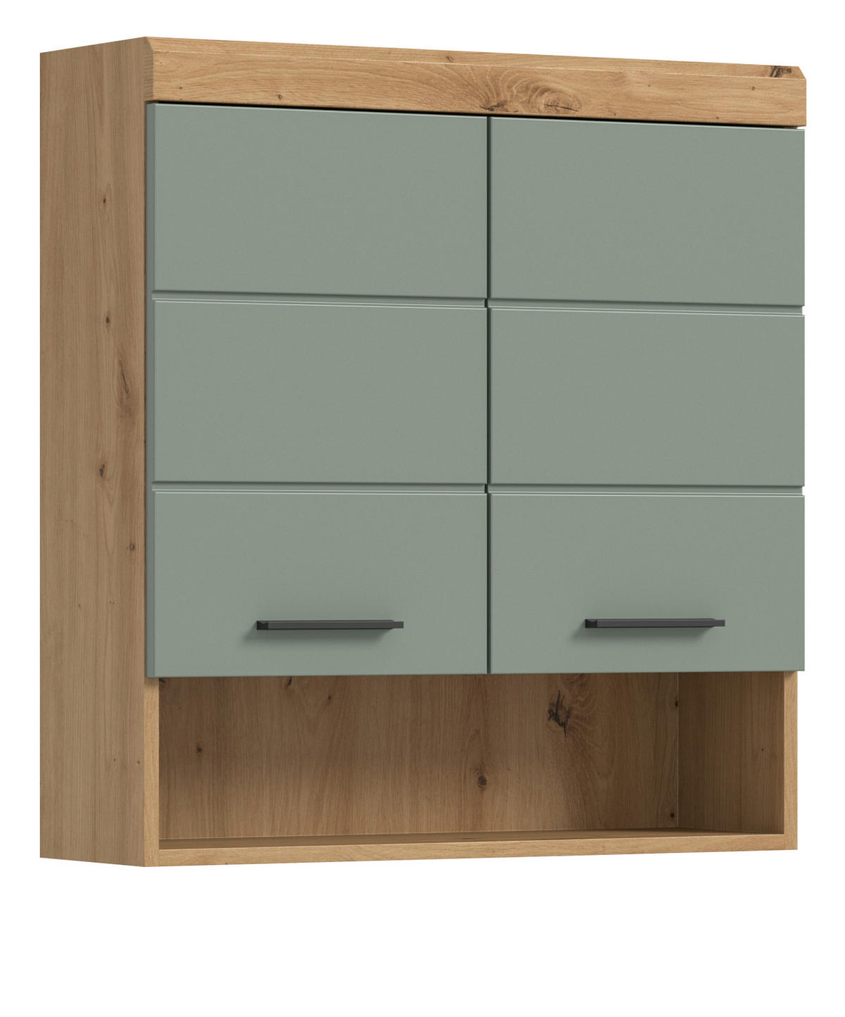 HÄNGESCHRANK Salbei grün, Eiche Artisan 74 x 79 cm, Badschrank hängend - Salbeigrün/Schwarz, Holzwerkstoff/Kunststoff (74/79/24cm) - Inn.Furn