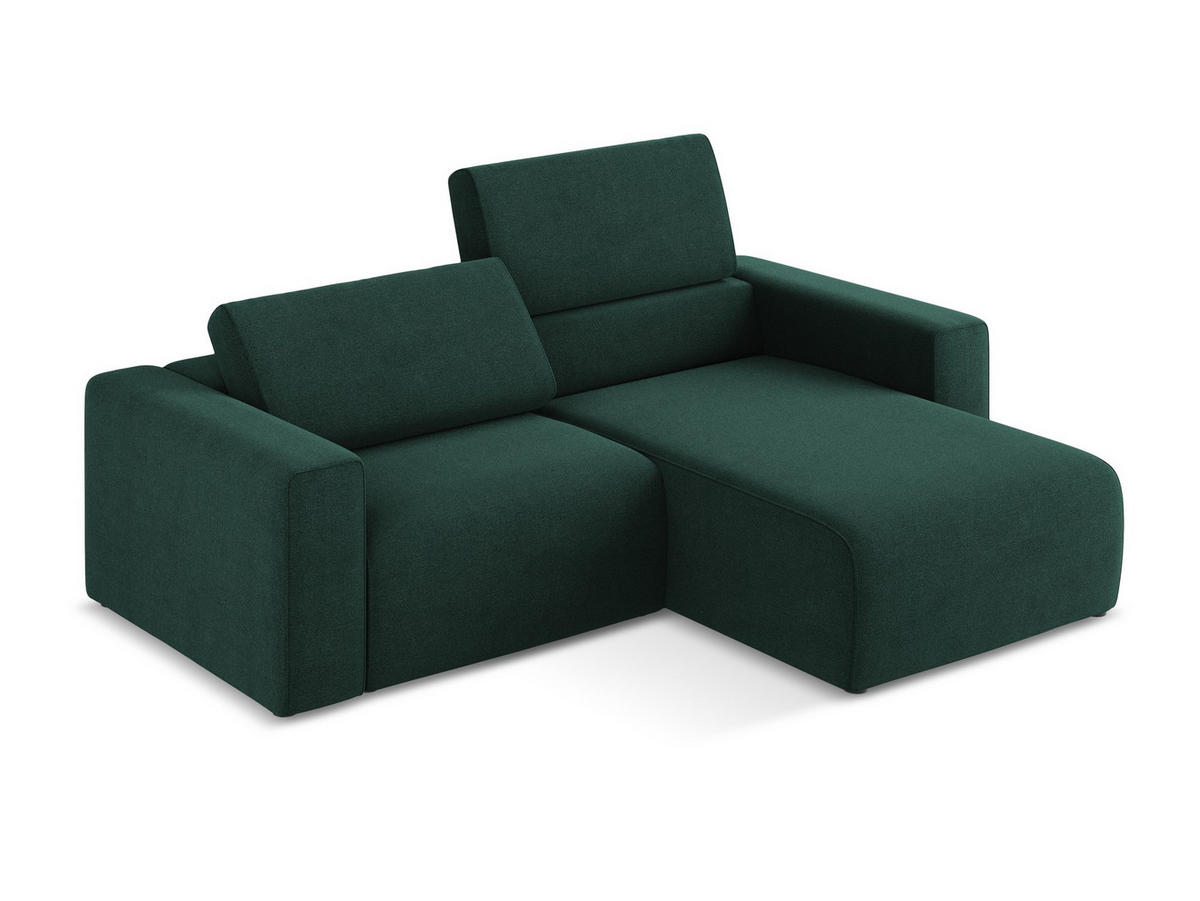 ECKSOFA Rechts Strukturstoff Stoff Grün - Dunkelgrün/Schwarz, Kunststoff/Textil (224/167cm) - Makamii