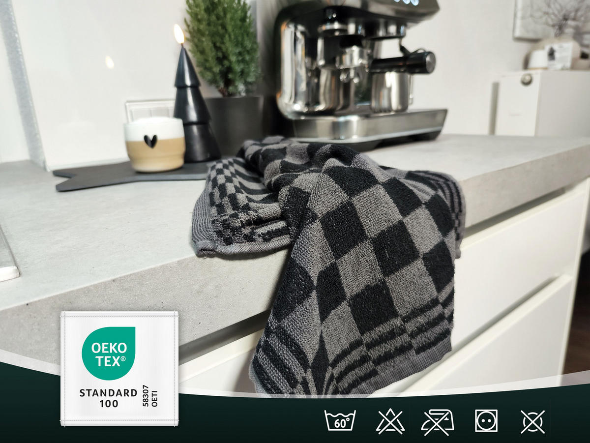 GESCHIRRTÜCHER, 4er-Set, 50x50 cm, 100% Baumwolle, Schwarz - Schwarz, Textil (50/50cm) - Zollner
