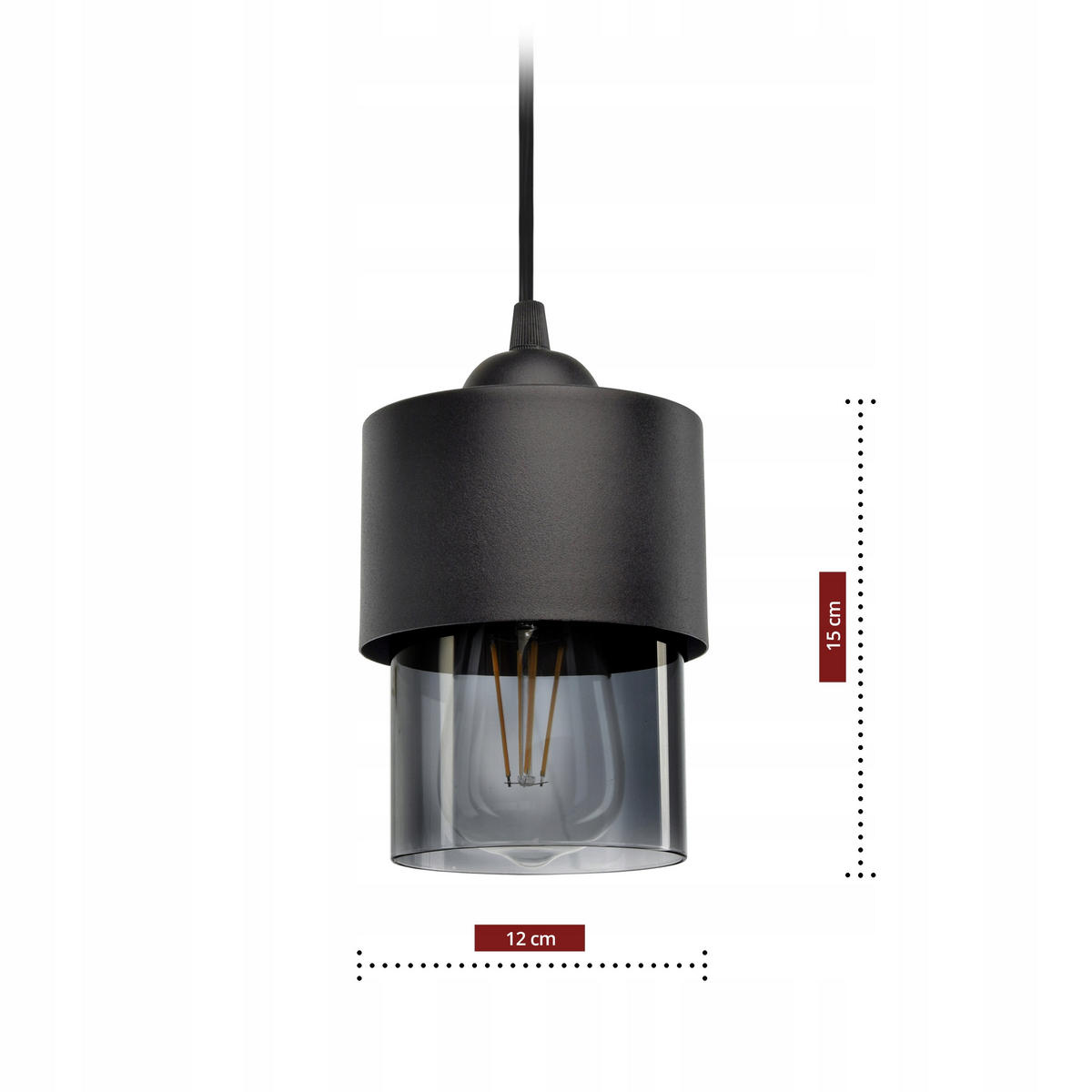 PENDELLEUCHTE Hege - Transparent/Anthrazit, Glas/Metall (12/65/80cm) - kiki design