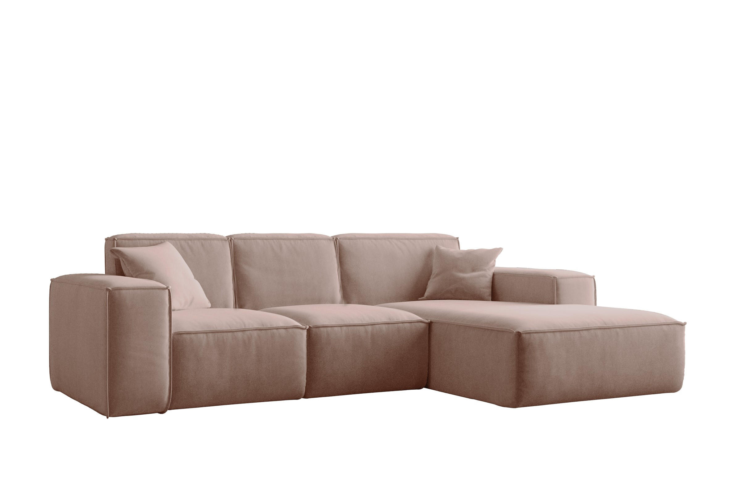ECKSOFA L-Form Siena Stoff Salvador Rosa Rechts - Rosa, Holz (266/165cm) - Kaiser Möbel