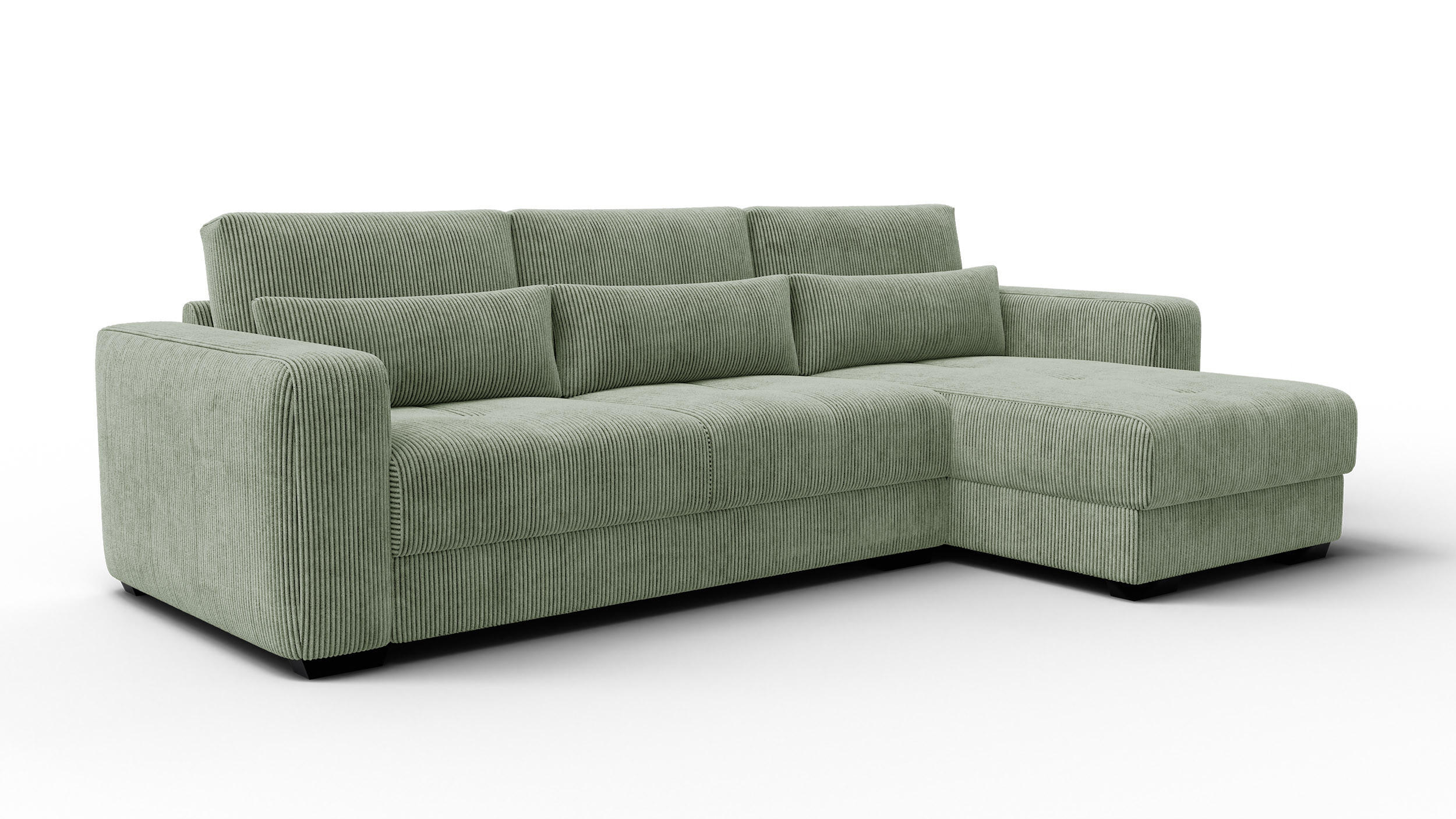 ECKSOFA OLI 4-Sitzer rechts, salbeigrün - Salbeigrün, Holz/Textil (295/172cm) - Courtois Laville