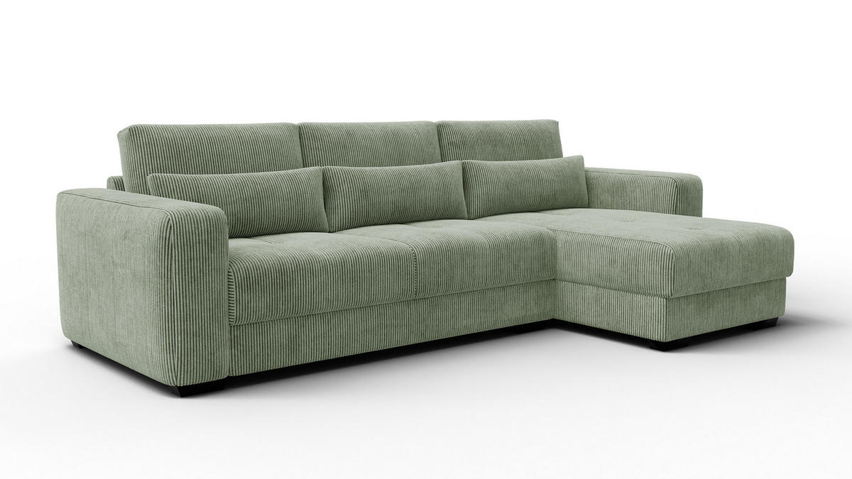 ECKSOFA OLI 4-Sitzer rechts, salbeigrün - Salbeigrün, Holz/Textil (295/172cm) - Courtois Laville