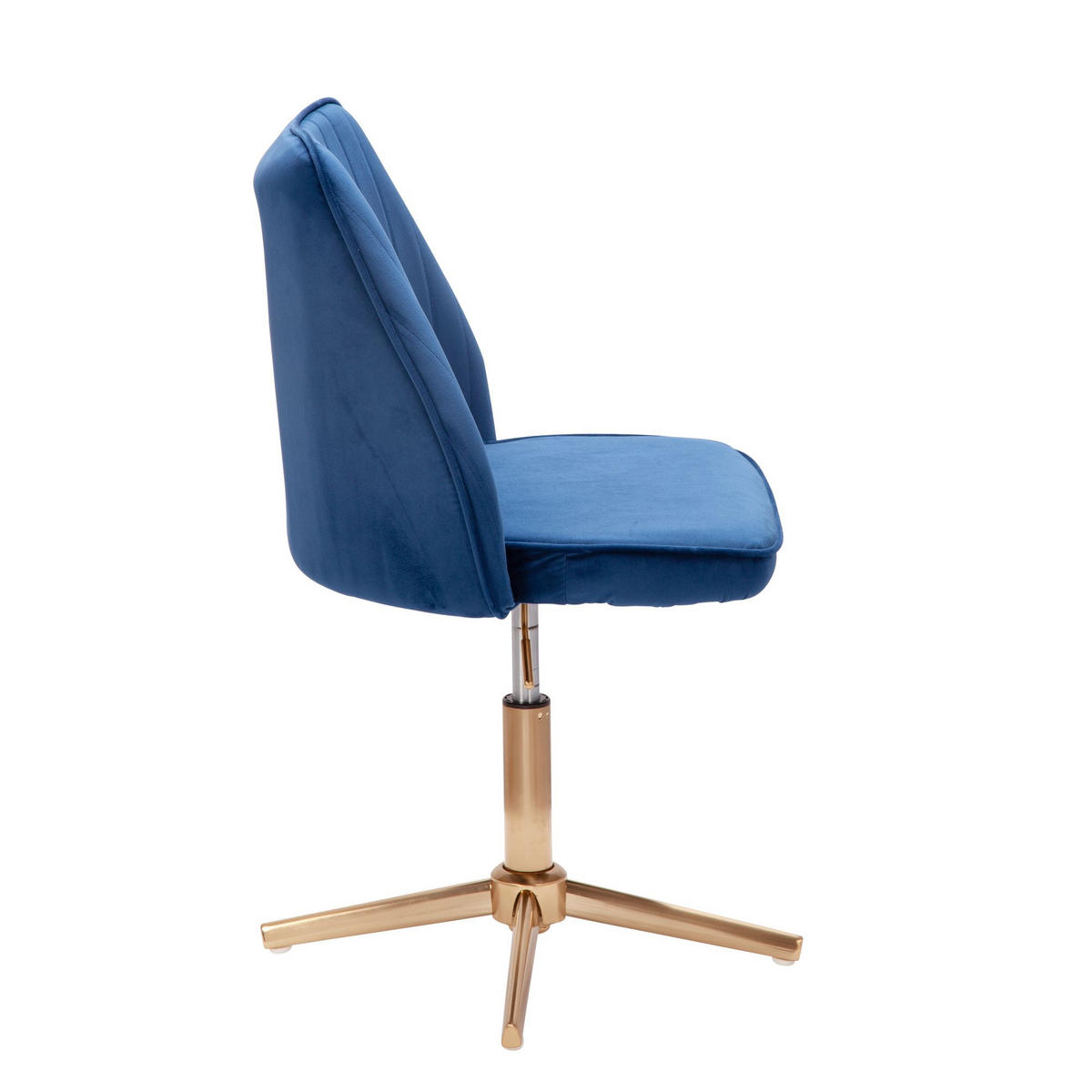 DREHSTUHL Samt mit Höhenverstellung, Eisenfuß und 360° Drehfunktion TANARO, Blau 60x60x100 cm - Blau/Goldfarben, Textil/Metall (60/100/60cm) - KADIMA DESIGN