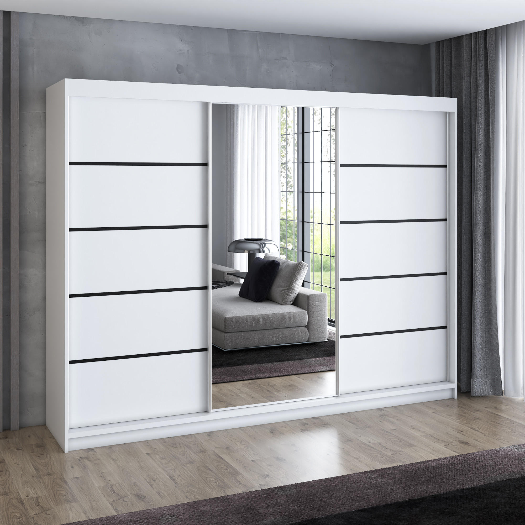 SCHWEBETÜRENSCHRANK 200 cm VILANO 2 Farbe: Weiß - Weiß, Holzwerkstoff (200/215/59.5cm) - A&J MöbelLand