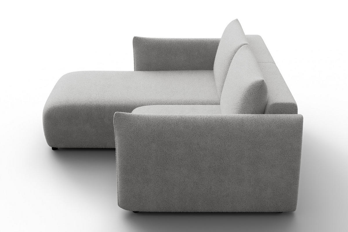 ECKSOFA TAUER 3-Sitzer LINKS, Bouclé-Stoff hellgrau - Schwarz/Grau, Holz/Textil (173/206cm) - Courtois Laville