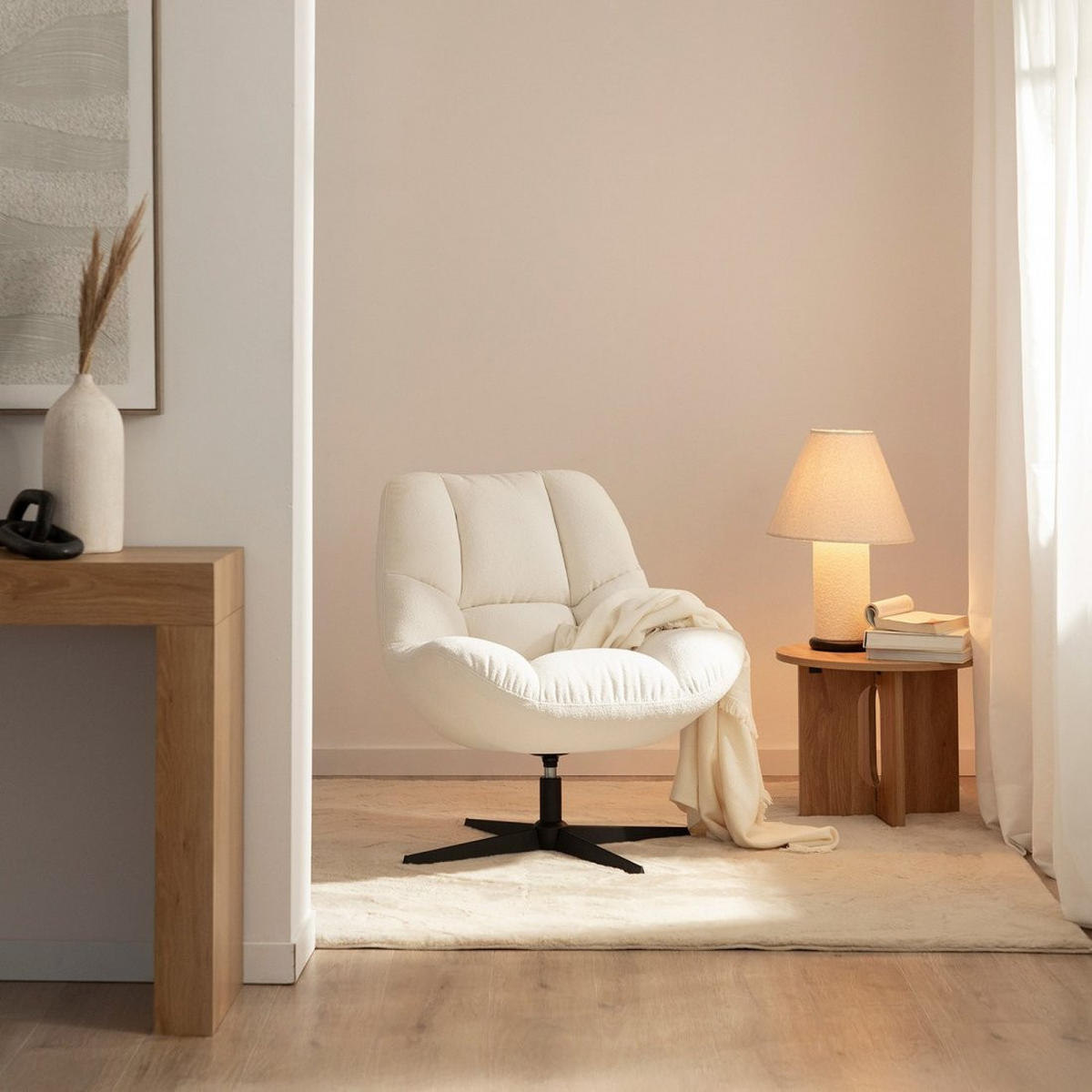 DREHSESSEL Kato Beige 77 cm x 86 cm - Beige, Textil (77/86/80cm)