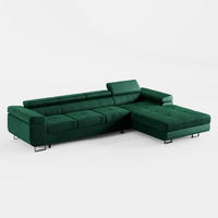 ECKSOFA VEMO CORE PLUS Rechts Dunkelgrün Velours-Stoff mit Schlaffunktion und Bettkasten - Dunkelgrün, Holz/Metall (350/205cm) - Barchello