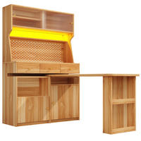 HIGHBOARD DE-38381 137/74/177 cm mit Schreibtisch und LED-Beleuchtung Naturbraun - Naturfarben, Holzwerkstoff (74/137/177.7cm) - ComfortXL