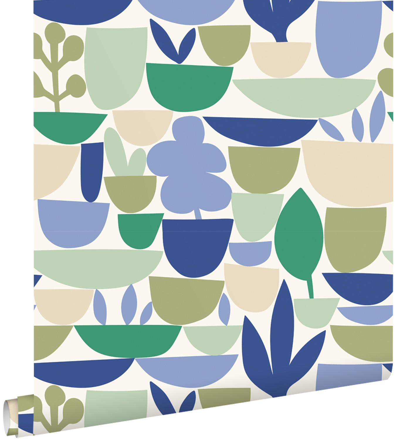 TAPETE Keramik und Pflanzen 50 x 900 cm - Grün, Papier (50/900cm) - ESTAhome