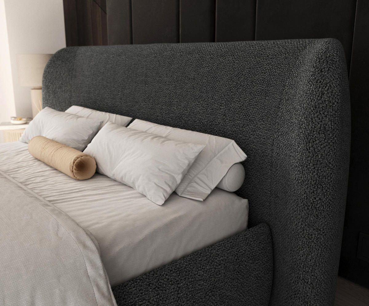 POLSTERBETT Bellano mit Stauraum 180/200 cm Anthrazit im Bubble Stoff - Anthrazit/Schwarz, Holz/Holzwerkstoff (180/200cm) - AltaBeds