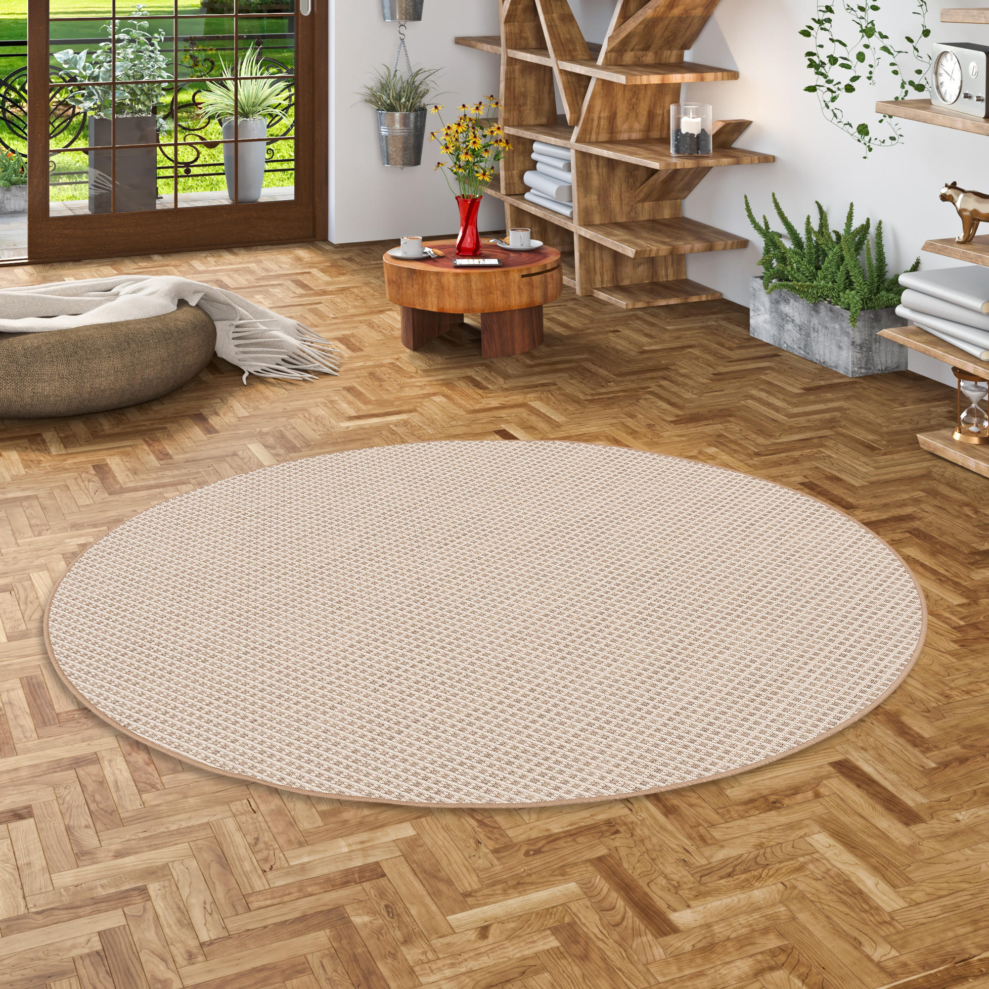 Thumbnail - Snapstyle IN, Beige, Textil, 160x160 cm, Teppiche & Böden, Teppiche, Outdoorteppiche