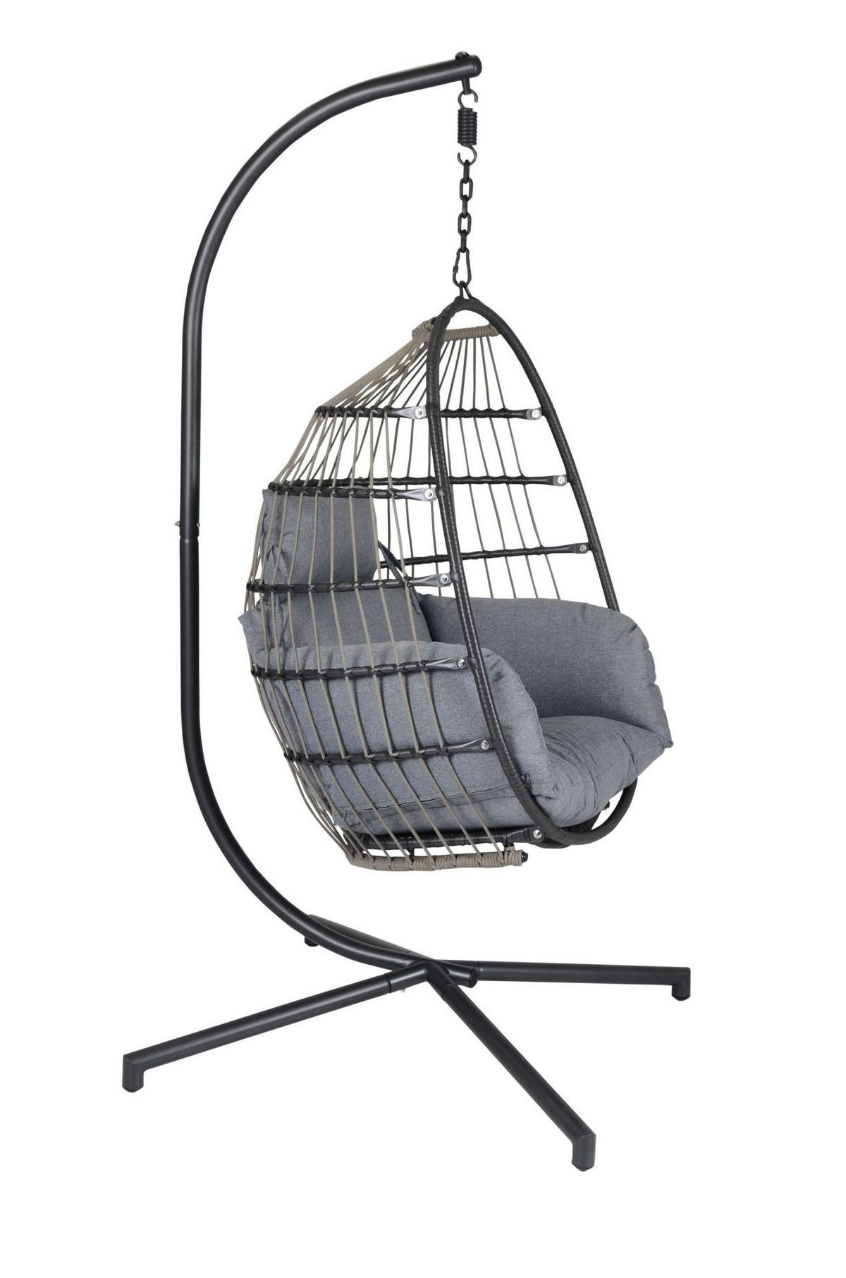 HÄNGESESSEL Hamburg 81x114x64 cm, Stahl, Grau - Grau, Kunststoff (81/114/64cm) - dasmöbelwerk