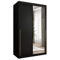SCHIEBETÜRENSCHRANK mit Spiegel 120 cm Breite, Schwarz mit goldenem Griff - Goldfarben/Schwarz, Holzwerkstoff (250/200/62cm) - Home Collective