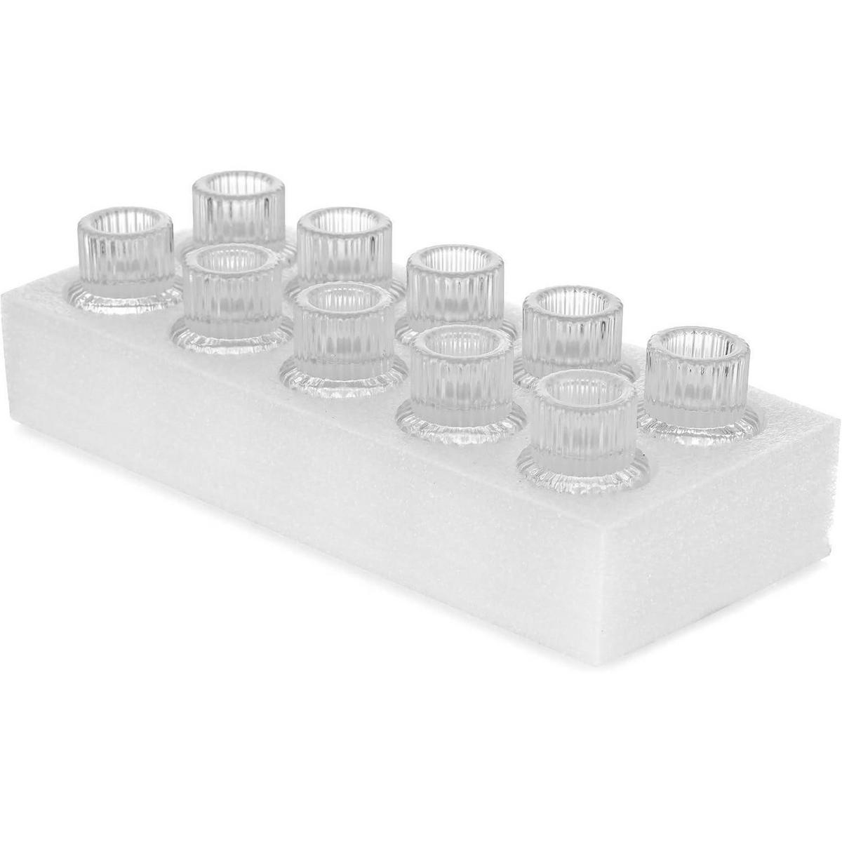 KERZENSTÄNDER 10er Set Glas Transparent 6 cm - Transparent, Glas (3.5/7/3.5cm)